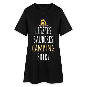 Letztes sauberes Camping Shirt Camper Lagerfeuer - Frauen T-Shirt-Kleid - Schwarz - Vorne
