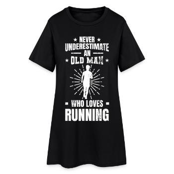 Ne sous-estimez jamais un vieux coureur - Robe T-shirt Femme - noir - Devant