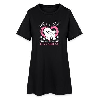 Juste une fille amoureuse de son havanais - Robe T-shirt Femme - noir - Devant