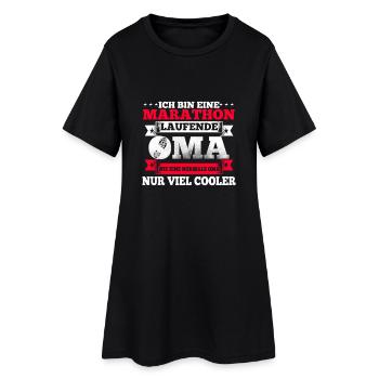 Geschenk für Läuferin - Marathon Oma - Frauen T-Shirt-Kleid - Schwarz - Vorne