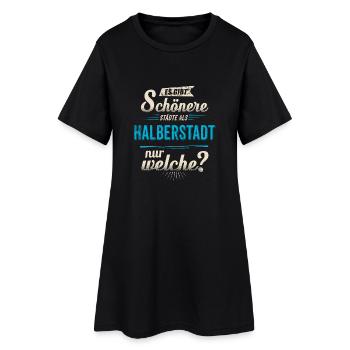 Heimat Stadt - Halberstadt - blau retro - - Frauen T-Shirt-Kleid - Schwarz - Vorne