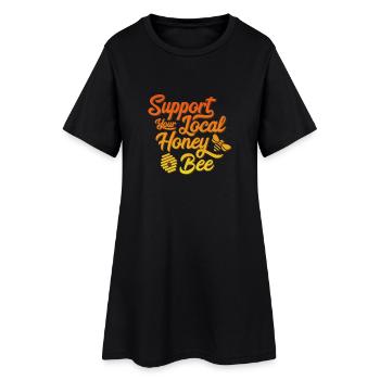 Beekeeper Beehive Support Your Local Honey Bee - Frauen T-Shirt-Kleid - Schwarz - Vorne