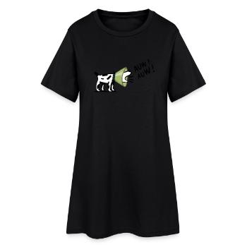 Hund - Frauen T-Shirt-Kleid - Schwarz - Vorne