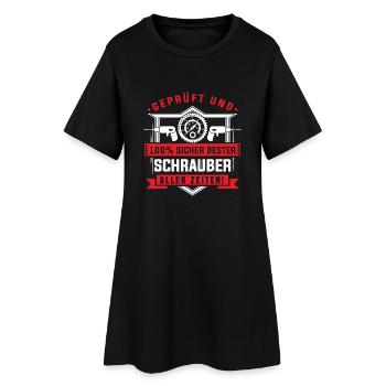 Geprüft bester Schrauber - Frauen T-Shirt-Kleid - Schwarz - Vorne