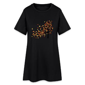 tree heart love wind autumn - Frauen T-Shirt-Kleid - Schwarz - Vorne
