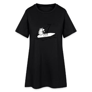 Surfender Igel - Frauen T-Shirt-Kleid - Schwarz - Vorne