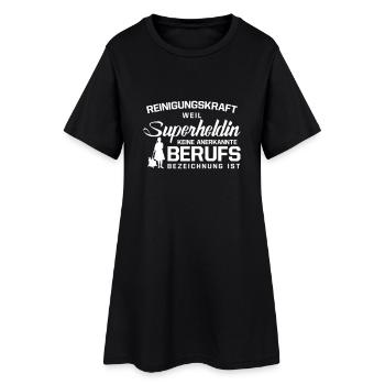 Reinigungskraft - Frauen T-Shirt-Kleid - Schwarz - Vorne