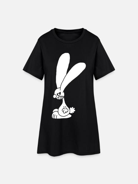 Lapin blanc grognon - Robe T-shirt Femme - noir