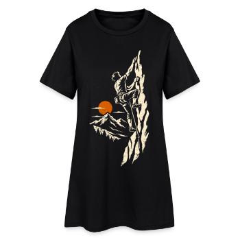 Klippenklettern – Klettern und Bergsteigen - Frauen T-Shirt-Kleid - Schwarz - Vorne