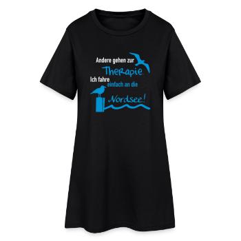 Therapie Nordsee - Frauen T-Shirt-Kleid - Schwarz - Vorne