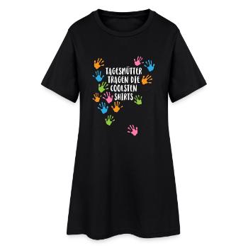 Tagesmütter tragen die coolsten Shirts - Frauen T-Shirt-Kleid - Schwarz - Vorne