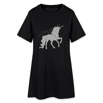 La licorne en argent pailleté - Robe T-shirt Femme - noir - Devant