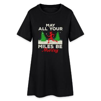 May all your Miles be Merry Running Geschenk Gift - Frauen T-Shirt-Kleid - Schwarz - Vorne
