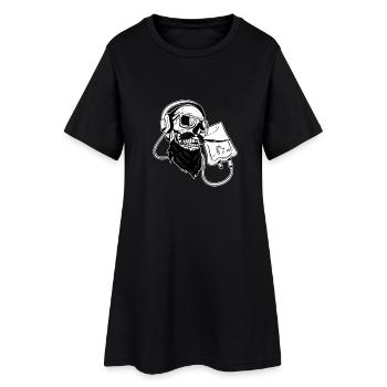 Love music - Liebe Musik Kopfhörer Kopfhörer Skull - Frauen T-Shirt-Kleid - Schwarz - Vorne