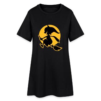 vl034b_hexe_2c - Frauen T-Shirt-Kleid - Schwarz - Vorne