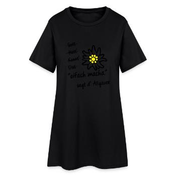 oifach macha | Allgäu T-Shirts - Frauen T-Shirt-Kleid - Schwarz - Vorne