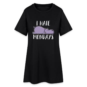 Ich hasse Montag Nilpferd I hate Mondays Bürohumor - Frauen T-Shirt-Kleid - Schwarz - Vorne