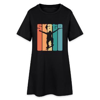 Skate Retro - Skater - Skateboard - Skateboarder - Robe T-shirt Femme - noir - Devant