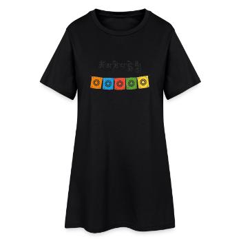 Tibetische Gebetsfahnen - Frauen T-Shirt-Kleid - Schwarz - Vorne