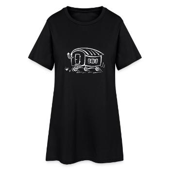 Bauwagen/Bauwong - Logo/Bild/Zeichnung weiss - Frauen T-Shirt-Kleid - Schwarz - Vorne