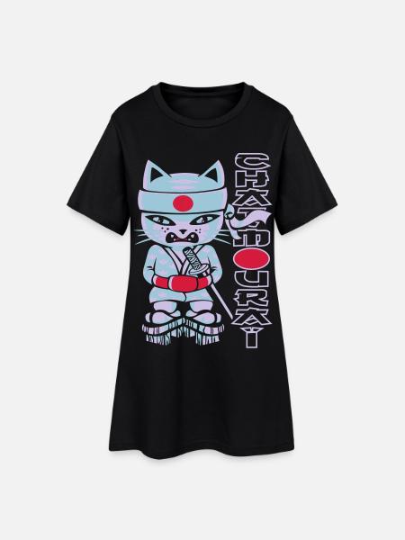Chat mouraï flex - Women’s T-Shirt Dress - black