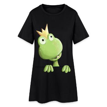 Prince de grenouille douce - dessin animé de grenouille - Robe T-shirt Femme - noir - Devant