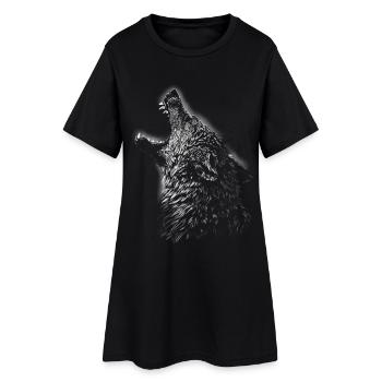 Loup - Robe T-shirt Femme - noir - Devant