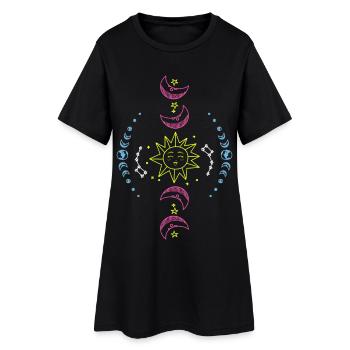 Soleil Lune et Terre - Robe T-shirt Femme - noir - Devant