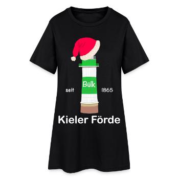 Weihnachten, Leuchtturm Bülk, Kieler Förde, Ostsee - Frauen T-Shirt-Kleid - Schwarz - Vorne