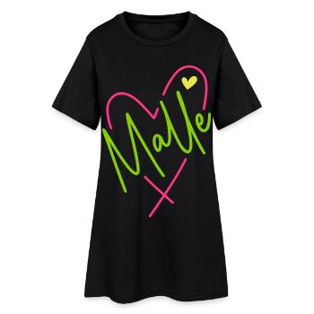 Malle Herz bunt (Farbwechsel alle Farben änderbar) - Frauen T-Shirt-Kleid - Schwarz - Vorne