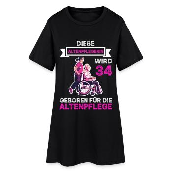 34 Geburtstag Altenpflegerin 34 Jahre Altenpflege - Frauen T-Shirt-Kleid - Schwarz - Vorne