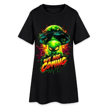 Nous arrivons - Robe T-shirt Femme - noir - Devant