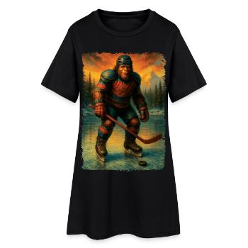Sasquatch Hockey Bigfoot Hockeyspieler - Frauen T-Shirt-Kleid - Schwarz - Vorne