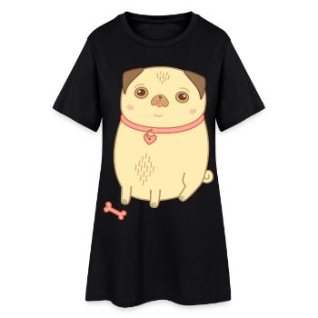 Carlin, chien mignon mignon, maman carlin - Robe T-shirt Femme - noir - Devant