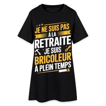 Vollzeit-Handwerker, nicht im Ruhestand - Frauen T-Shirt-Kleid - Schwarz - Vorne