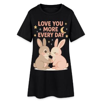 Cute bunny love under the stars - Women’s T-Shirt Dress - black - Front