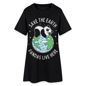 Save The Earth Pandas Live Here - Women’s T-Shirt Dress - black - Front