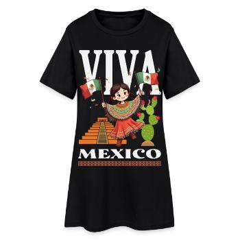 Mexiko Stolz & Heimat Mexikaner Mexico Flagge - Frauen T-Shirt-Kleid - Schwarz - Vorne