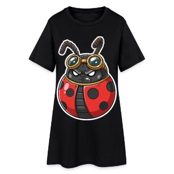 Coccinelle Steampunk Armure Rouge et Chrome - Robe T-shirt Femme - noir - Devant