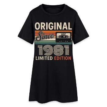 Vintage 1975 Legend Rétro Anniversaire 1981 - Robe T-shirt Femme - noir - Devant