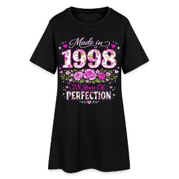 Cadeau 28 Ans Femme - Anniversaire 1998 Floral - Robe T-shirt Femme - noir - Devant