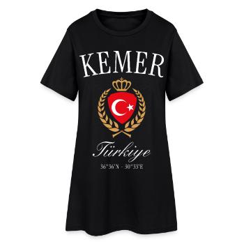 Kemer Türkei Wappen Krone – Reise Souvenir - Frauen T-Shirt-Kleid - Schwarz - Vorne