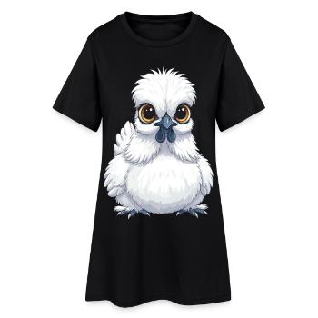 Poulet Kawaii – Poulet Silkie Moelleux - Robe T-shirt Femme - noir - Devant