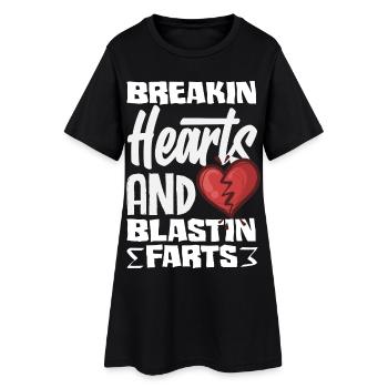 Retro Heart Valentine's Day Design Love - Women’s T-Shirt Dress - black - Front