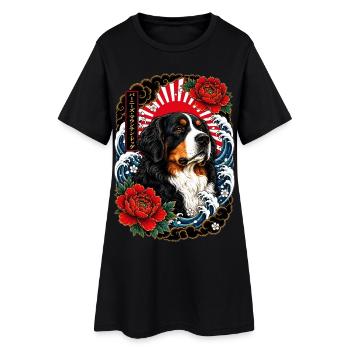 Berner Sennenhund im Japan Tattoo Stil - Frauen T-Shirt-Kleid - Schwarz - Vorne