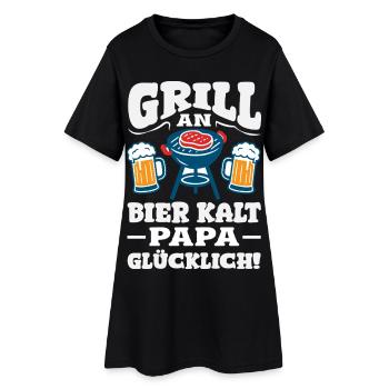 Grillmeister Geschenk Fleisch Wurst & Bier - Frauen T-Shirt-Kleid - Schwarz - Vorne