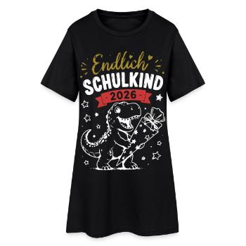 Endlich Schulkind 2026 Dino - Frauen T-Shirt-Kleid - Schwarz - Vorne