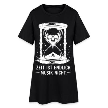 Zeitlose Musik im Totenkopf-Sanduhr - Frauen T-Shirt-Kleid - Schwarz - Vorne