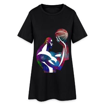 Joueur de basket dans une abstraction colorée - Robe T-shirt Femme - noir - Devant