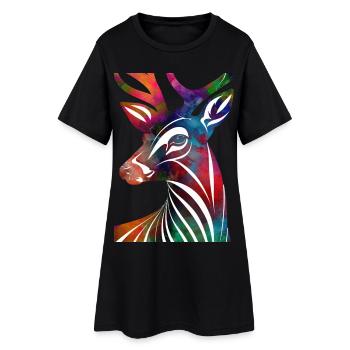 Colorful abstract deer - Women’s T-Shirt Dress - black - Front